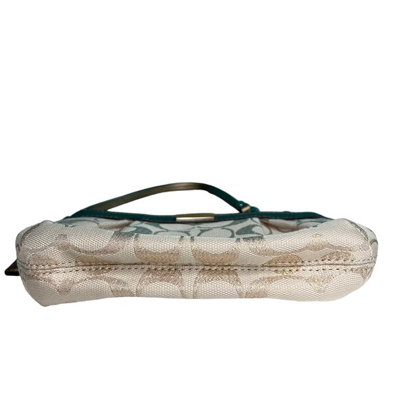 Coach Metallic Gold/Khaki Signature Pleated Wristlet Handbag New - Picture 3 of 10